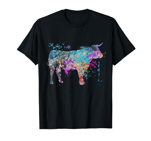 Silueta colorida en acuarela de toros Camiseta