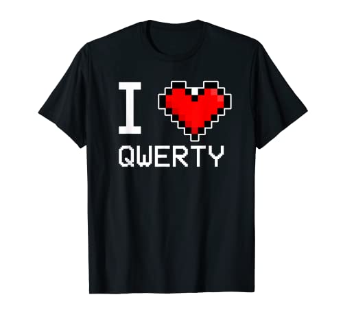 I Love QWERTY, Me encanta QWERTY, Pixel Heart, Retro Gamer Camiseta