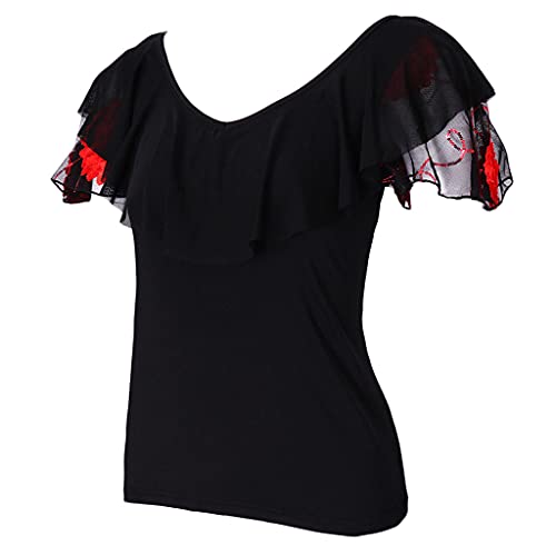 Colcolo Camiseta de para Mujer, Camiseta con Cuello en V, Baile, Baile, Rojo, XL