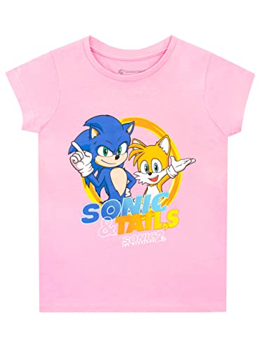 Sonic The Hedgehog Camiseta para Niñas Sonic y Tails Rosa 11-12 Años