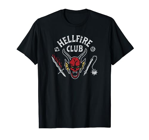 Stranger Things 4 Hellfire Club Skull & Weapons Camiseta