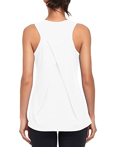 Camisetas sin Mangas de Entrenamiento para Mujer Gimnasio atléticas para Correr Camisetas de Yoga Espalda Cruzada Chaleco Deportivo (S, Blanco)