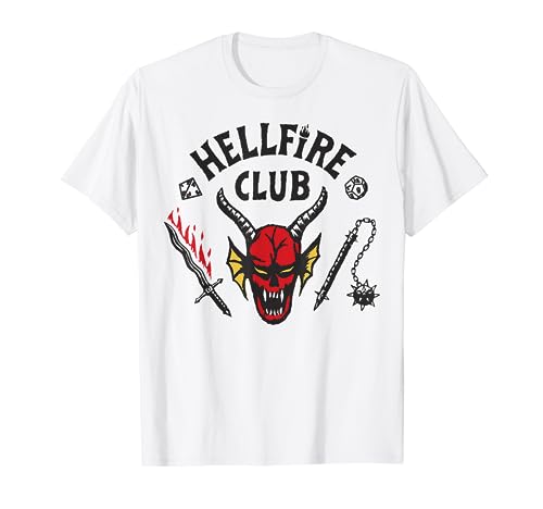 Stranger Things 4 Hellfire Club Logo Camiseta, para mujer, manga corta, blanco