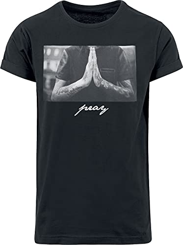 Mister Tee Camiseta Pray de Mangas Cortas para Hombre con Estampado Frontal, Moda Urbana Callera, en Algodón, Distintos Colores, Tallas XS-5XL