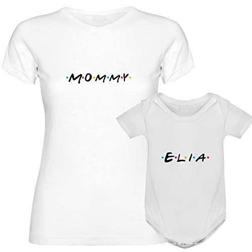 Regalo Día de la Madre camiseta + Body o camiseta hijo/a personalizada Texto estilo Friends como regalo original