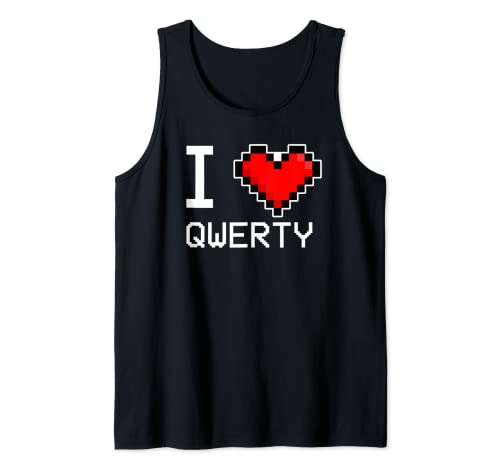 I Love QWERTY, Me encanta QWERTY, Pixel Heart, Retro Gamer Camiseta sin Mangas