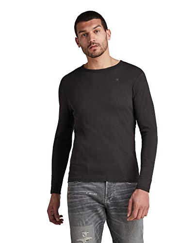 G-STAR RAW Basic Round Neck Long Sleeve Slim, T-shirt, Hombre, Negro (Black 124-990), L
