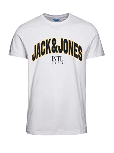 Jack & Jones Jorcircle tee SS Crew Neck Fst Camiseta, Blanco Brillante, M para Hombre