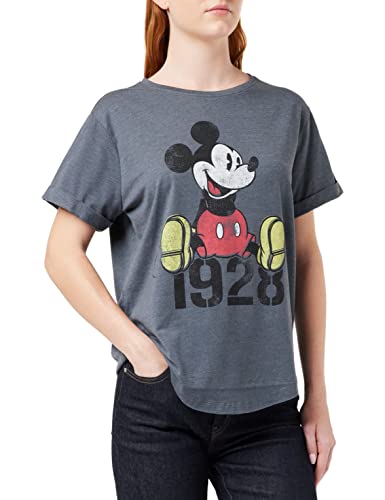 Disney Mickey Year Camiseta-Camisa, Dark Heather, 42 para Mujer
