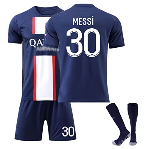 Kobzio Conjunto de Camiseta de fútbol para niños Adultos 2023, Camiseta de Local y visitante de París para niños, Adecuada para Deportes, Entrenamiento, Partidos de fútbol 2023 Nuevo No.30 22
