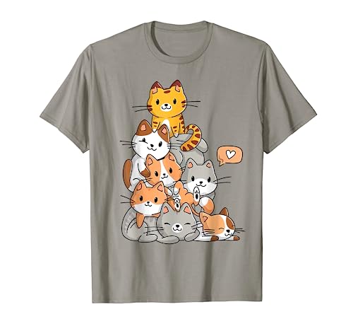 Lindo gato kawaii gatito meowtain gatos pila chibi mujeres niñas Camiseta