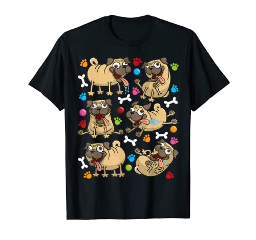 Perros divertidos de dibujos animados de fiesta pug Camiseta