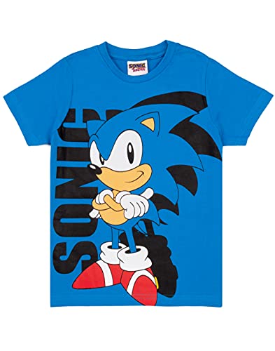 Sonic The Hedgehog T Shirt Boys Blue Supersonic Game Kids Top 6-7 años