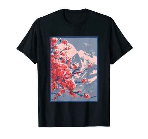 Cerezos en flor Paisaje de montaña japonés Yoshino Japón Camiseta