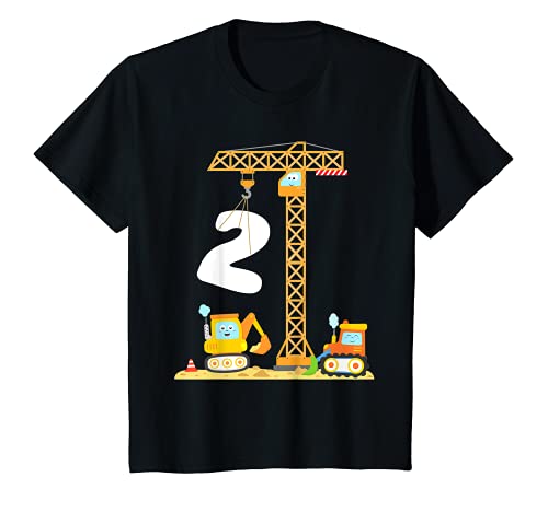 Niños 2 Años Grúa Excavadora Bulldozer Aniversario Bebe 24 Meses Camiseta