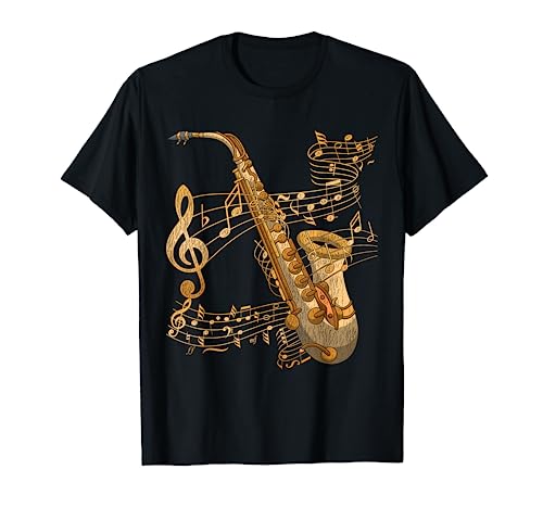Saxofón Notas Musicales Instrumento Jazz Música Saxofonista Camiseta