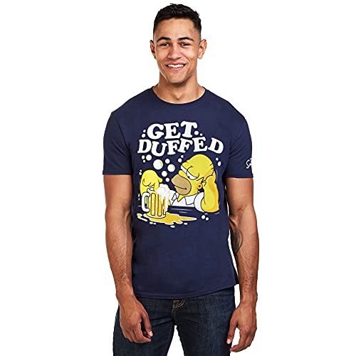 The Simpsons Obtener Duffed Camiseta, Azul (Marino), 3XL para Hombre