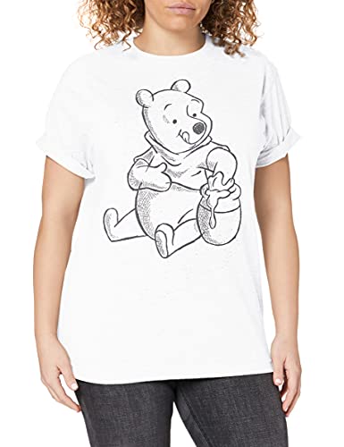 Disney Winnie The Pooh-Sketch Camiseta, Blanco (White White), 42 (Talla del Fabricante: Large) para Mujer