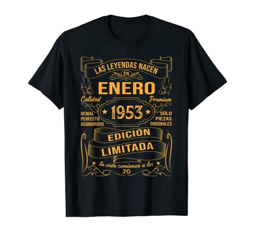 70 Años Cumpleaños Hombre Las Leyendas Nacen En Enero 1953 Camiseta