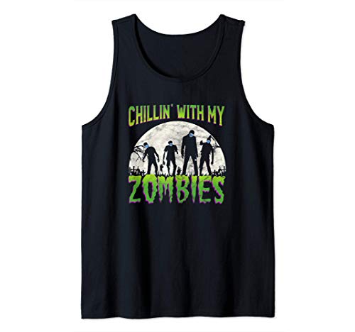 Chillin con mis zombies con mascarilla - Halloween 2020 Camiseta sin Mangas
