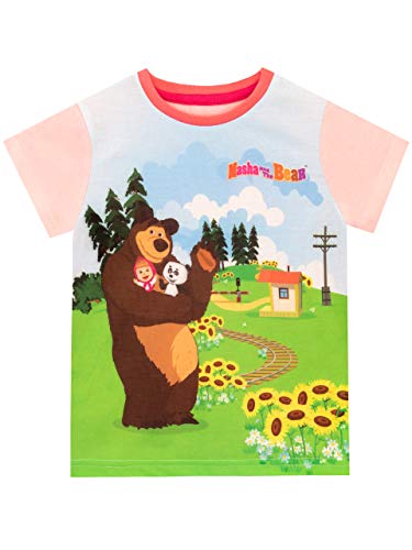 Masha and the Bear Camiseta de Manga Corta para niñas Masha y el Oso Multicolor 6-7 Años