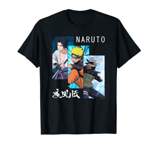 Naruto Shippuden 3 paneles y kanji Camiseta