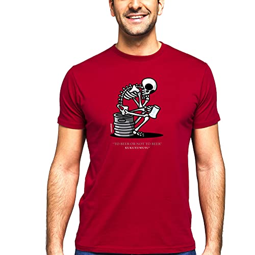 Kukuxumusu Camiseta Hombre Shakesbeere Rojo Algodón Manga Corta Camisetas Divertidas Originales Frikis (M)