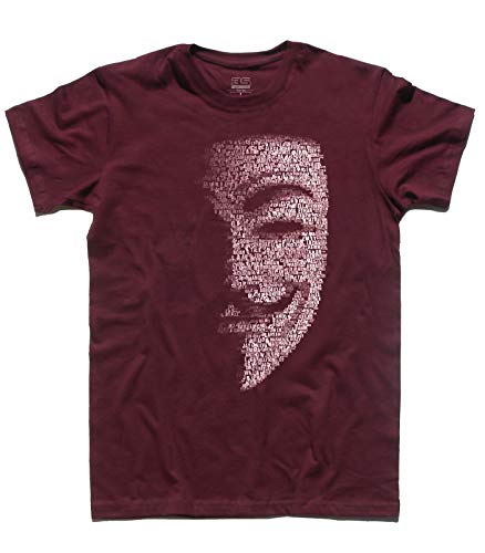 3stylershop – Camiseta de hombre V para Vendetta – Máscara Guy Fawkes burdeos XXL