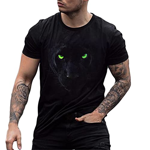 2022 Camiseta Hombre Verano Manga corta 3D Pantera negra animal Impresión Moda originales Camiseta Casual Talla grande T-shirt Blusas camisas Camiseta Cuello redondo suave básica Tops