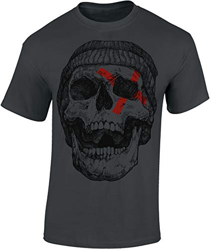 Camiseta: Patched Skull - Cráneo Parcheado - Halloween T-Shirt - Regalo Hombre-s y Mujer-es - Noche Brujas - Calavera - Horror - Gamer - Película Terror Miedo - Fantasy - Apocalipsis - Zombi-e (L)