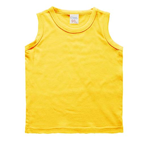 Cicilin - Camiseta interior de algodón para niños, color sólido Amarillo amarillo 90 cm