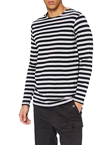 Urban Classics Regular Stripe Ls Camiseta Hombre, negro/blanco, S