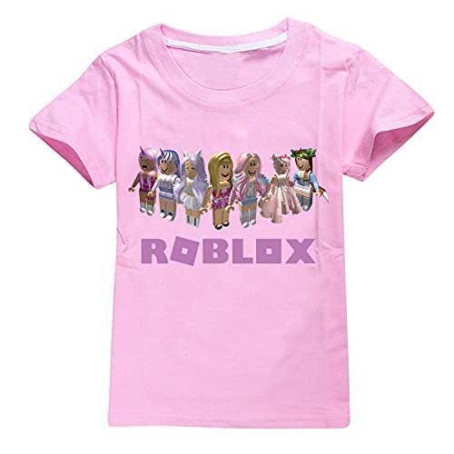 CKCKTZ Ro-blox - Camiseta para niños y niñas, juego de moda de manga corta, camisetas gráficas para niños, rosa, 7-8 Años