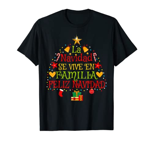 La Navidad Se Vive En Familia árbol de Navidad Feliz Navidad Camiseta