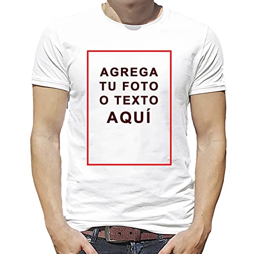 Camiseta Personalizada Hombre con Foto - 100% algodón - Camiseta Blanca con tú Frase e Imagen para Hombre - Regalos Originales para Hombre (XS)