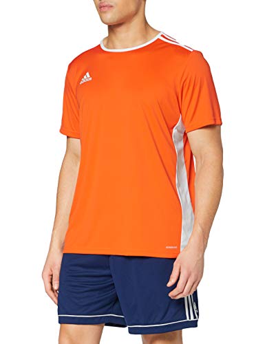 adidas Entrada 100 Camiseta de Fútbol para Hombre de Cuello Redondo en Contraste, Naranja (Orange/White), L