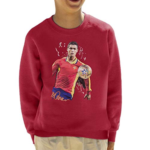 VINTRO La Camiseta del Delantero portugués Cristiano Ronaldo Kid Original Portrait por Sidney Maurer (Guindilla Roja,XL)
