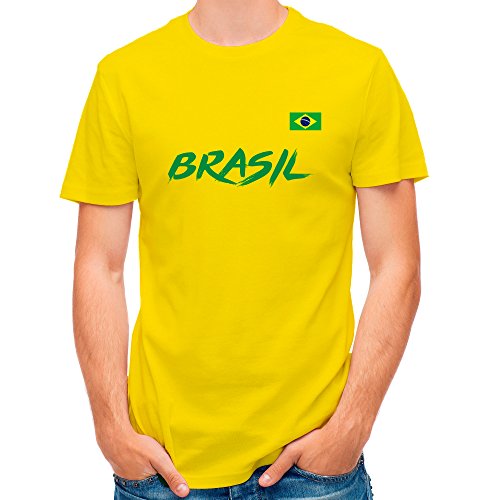 LolaPix Camiseta seleccion de Futbol Personalizada con Nombre y número. Camiseta de algodón para Hombre. Elige tu seleccion. Brasil