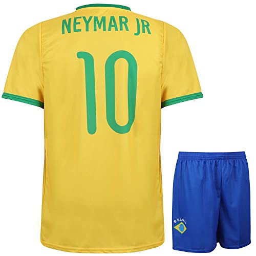 Conjunto de camiseta de Brasil Neymar Heim - Niños y adultos - Niños - Hombres - Camiseta de fútbol - Regalos de fútbol - Camiseta deportiva - Ropa deportiva, amarillo, 164 cm