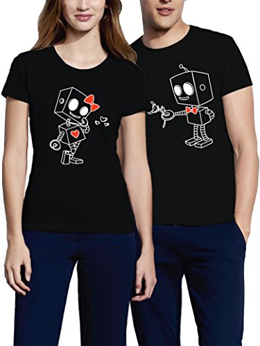 VIVAMAKE Robots Camisetas para Parejas Originales Regalos para el Hombre y la Mujer - Buenos Regalos para Navidad, Cumpleaños y San Valentin (1 Unidad)