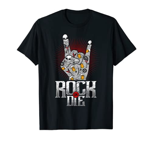 Rock Or Die Música Heavy Rock Metal Símbolo Mano Cuernos Camiseta