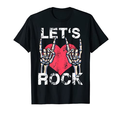 Let's Rock and Roll Music Vintage Corazón Concierto Rock Camiseta