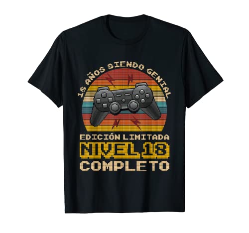 Regalo de Cumpleaños 18 Años Gamer, Nivel 18 Completo Camiseta
