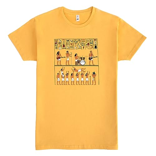 Pampling Camiseta de Manga Corta de Algodón, Ropa Unisex para Hombres y Mujeres en 5 Tallas, Camiseta Amarilla, Modelo Ancient Rock (L)