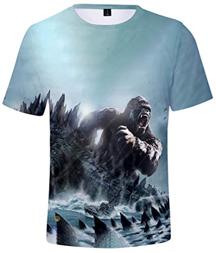 Takyojin Godzilla vs King Kong Camiseta Cosplay Camiseta de impresión Digital Ocio Camisetas de Manga Corta Unisex,King Kong vs. Godzilla 3/S