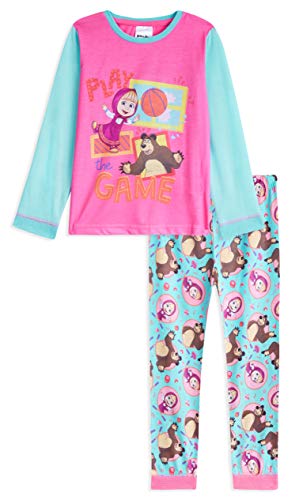 Masha and the Bear Pijama Niña, Pijama Niña Invierno con Masha y Oso, Conjunto 2 Piezas Camiseta Manga Larga y Pantalon, Regalos para Niñas Edad 2-7 Años (5-6 Años)