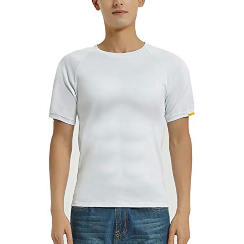 ZAYZ Camisa de Músculo Falso, Respirable Simulación Camiseta de Sudor, Cuello Bajo Completamente Invisible Manga Corta, 2 Colores (Color : White, Size : Medium)