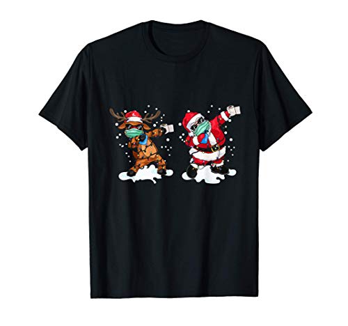 Navidad 2020 - Papá Noel y el Reno Dabbing con máscara Camiseta
