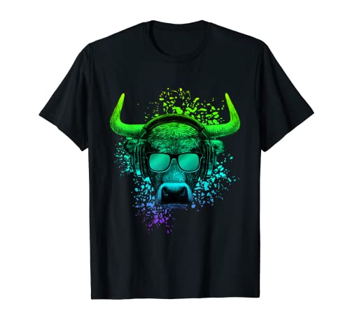 Toros DJ Regalo para Ravers EDM Techno House | Psychedelic Bull Camiseta