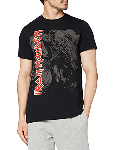 Iron Maiden Hi Contrast Trooper Camiseta Manga Corta, Negro, Large para Hombre